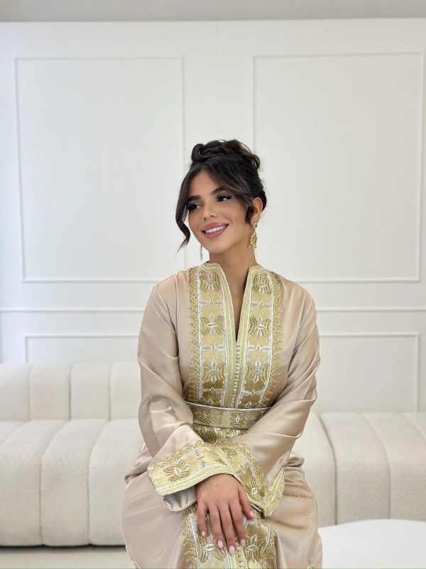 Darine Beige Kaftan – Handcrafted Moroccan Dress