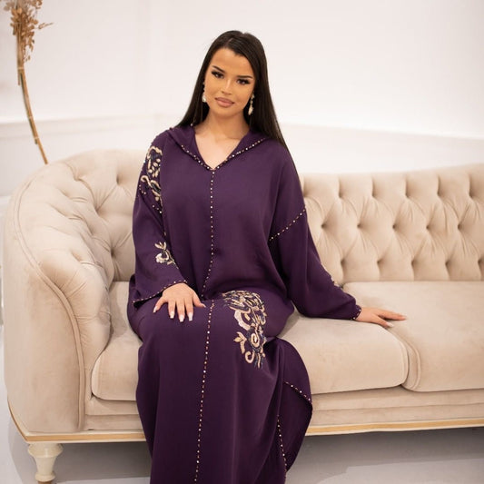 Samira Paarse Djellaba – Casual Marokkaanse Tuniek voor Dagelijks Comfort – productweergave 2
