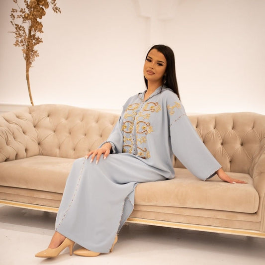 Fatima Grijze Djellaba - Casual Marokkaanse Tuniek voor Dagelijks Comfort – productweergave 2
