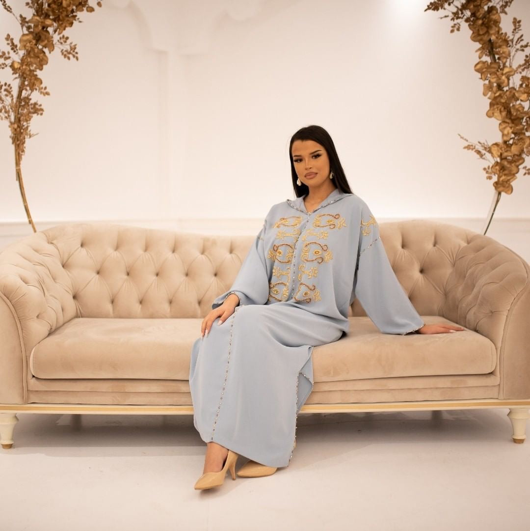 Fatima Grijze Djellaba - Casual Marokkaanse Tuniek voor Dagelijks Comfort