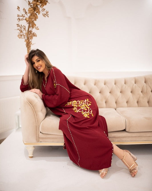 Souad Bourgondische Djellaba – Casual Marokkaanse Tuniek voor Dagelijks Comfort – productweergave 2