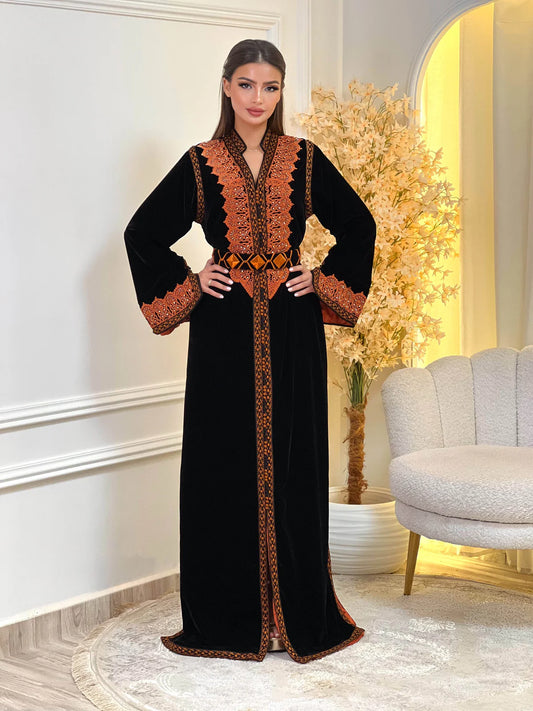 Kinda Zwarte Kaftan – Handgemaakte Marokkaanse Jurk – productweergave 2