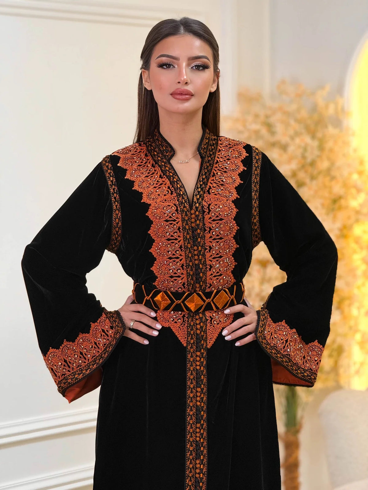 Kinda Zwarte Kaftan – Handgemaakte Marokkaanse Jurk – productweergave 5