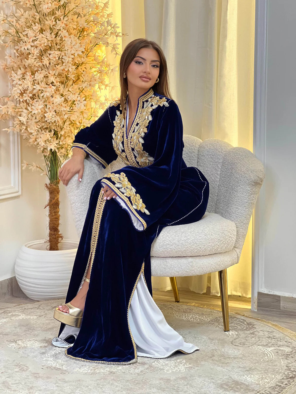 Lamar Navy Kaftan – Handgemaakte Marokkaanse Jurk – productweergave 7