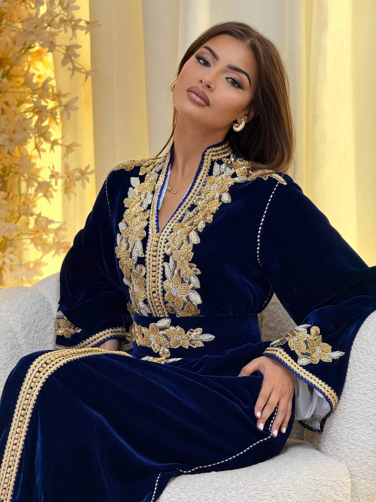 Lamar Navy Kaftan – Handgemaakte Marokkaanse Jurk – productweergave 8