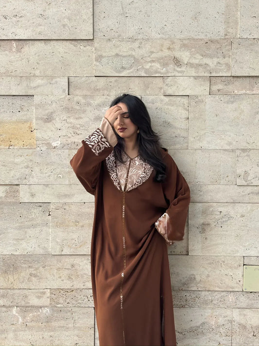 Batoule Brown Djellaba – Casual Marokkaanse Tuniek voor Dagelijks Comfort – productweergave 2