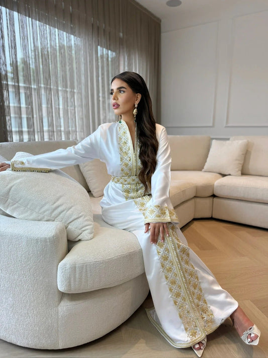 Tamara Witte Kaftan – Handgemaakte Marokkaanse Jurk – productweergave 2