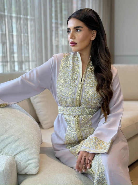Chirine Witte Kaftan – Handgemaakte Marokkaanse Jurk
