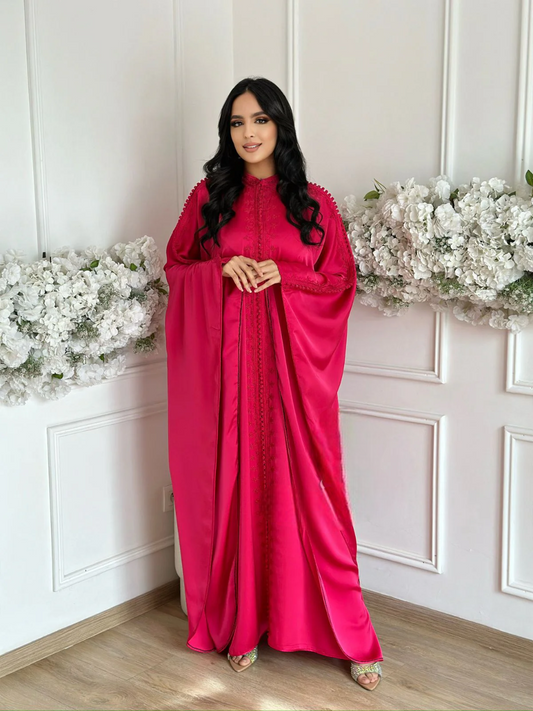 Kaltoum Roze Abaya – Elegante Marokkaanse Robe voor Thuis & Bijeenkomsten – productweergave 2