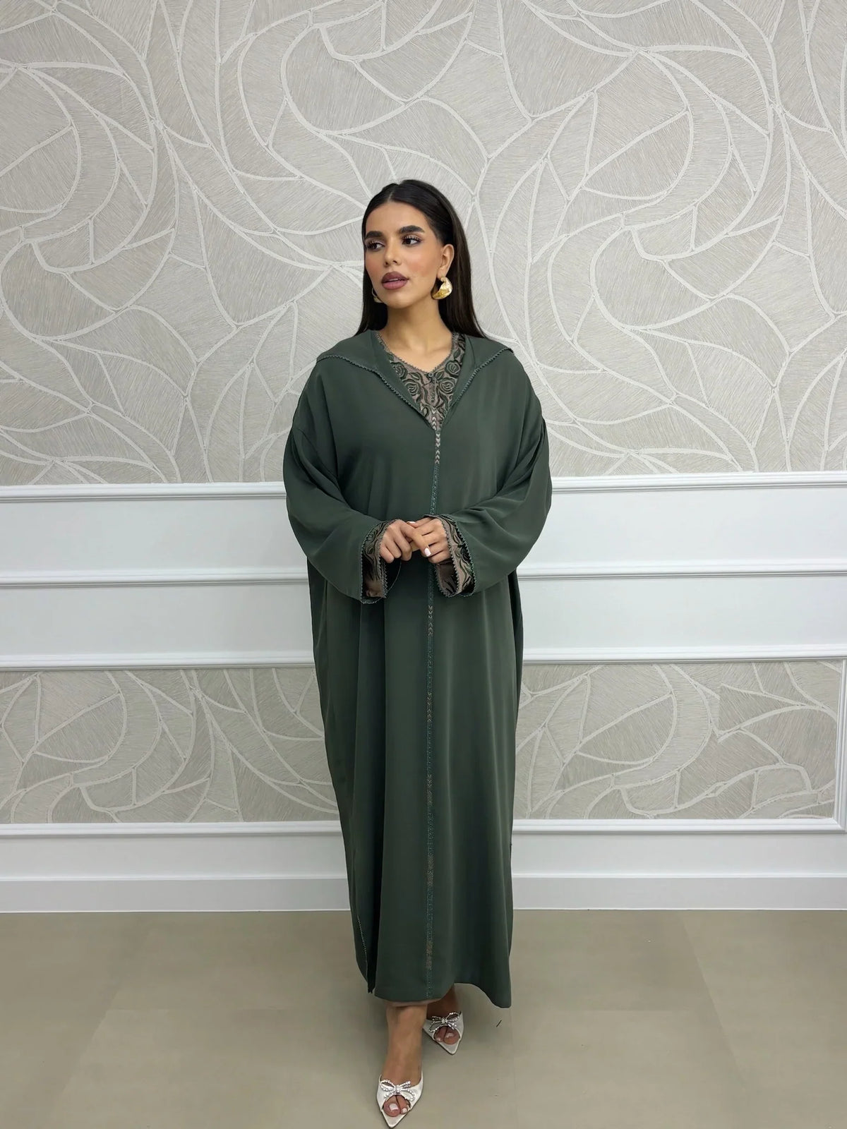 Sakina Groene Djellaba – Casual Marokkaanse Tuniek voor Dagelijks Comfort – productweergave 2