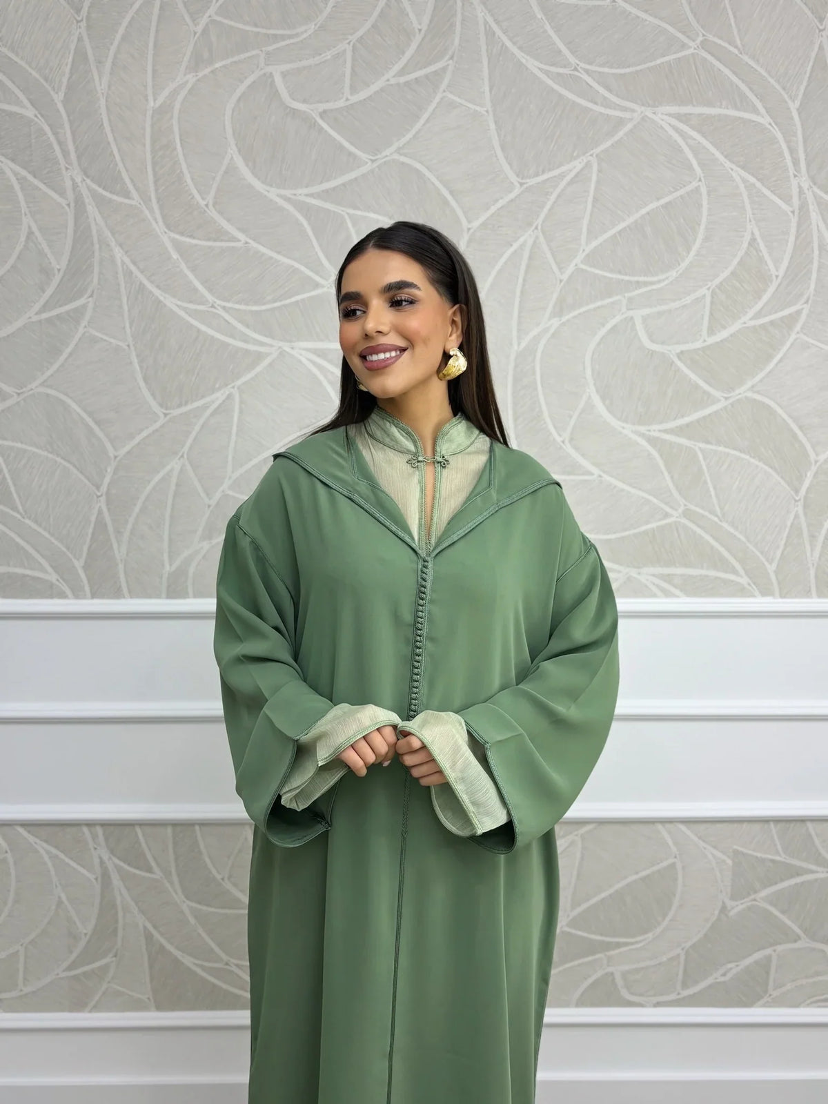 Sakina Groene Djellaba – Casual Marokkaanse Tuniek voor Dagelijks Comfort