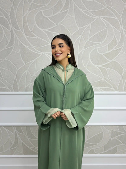 Sakina Groene Djellaba – Casual Marokkaanse Tuniek voor Dagelijks Comfort
