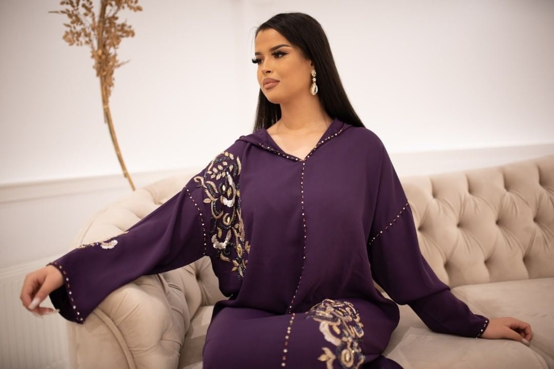 Samira Paarse Djellaba – Casual Marokkaanse Tuniek voor Dagelijks Comfort