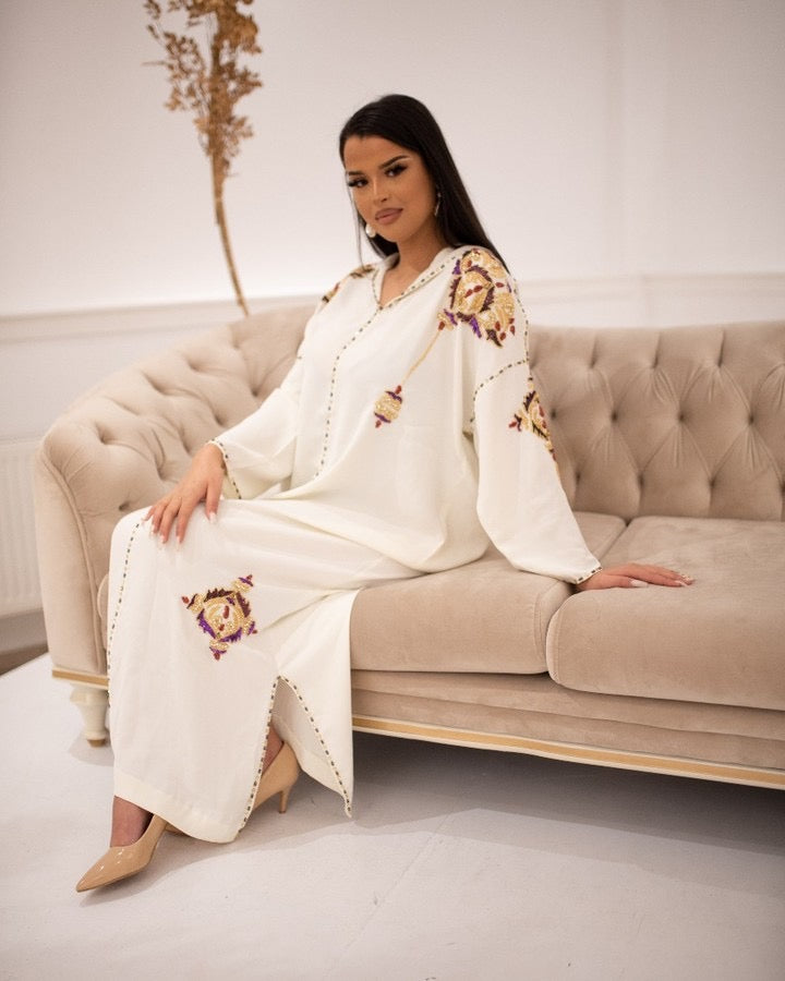 Karima Witte Djellaba – Casual Marokkaanse Tuniek voor Dagelijks Comfort