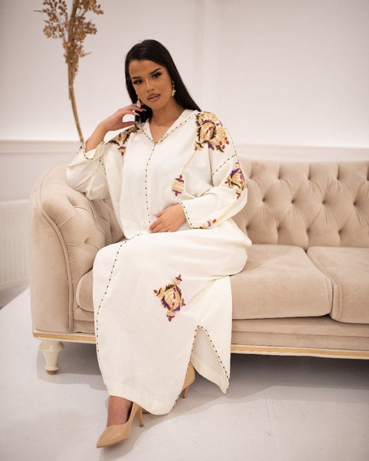 Karima Witte Djellaba – Casual Marokkaanse Tuniek voor Dagelijks Comfort