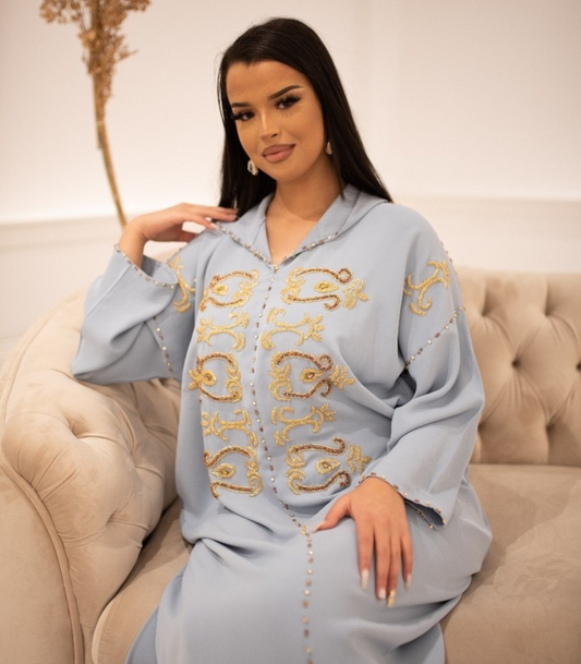 Fatima Grijze Djellaba - Casual Marokkaanse Tuniek voor Dagelijks Comfort