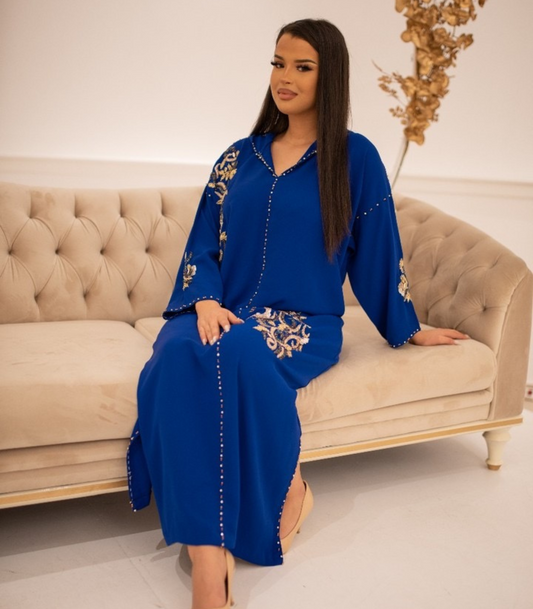 Nirmine Navy Djellaba – Casual Marokkaanse Tuniek voor Dagelijks Comfort
