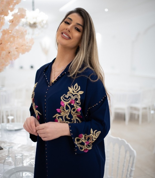 Jamila Navy Djellaba – Casual Marokkaanse Tuniek voor Dagelijks Comfort