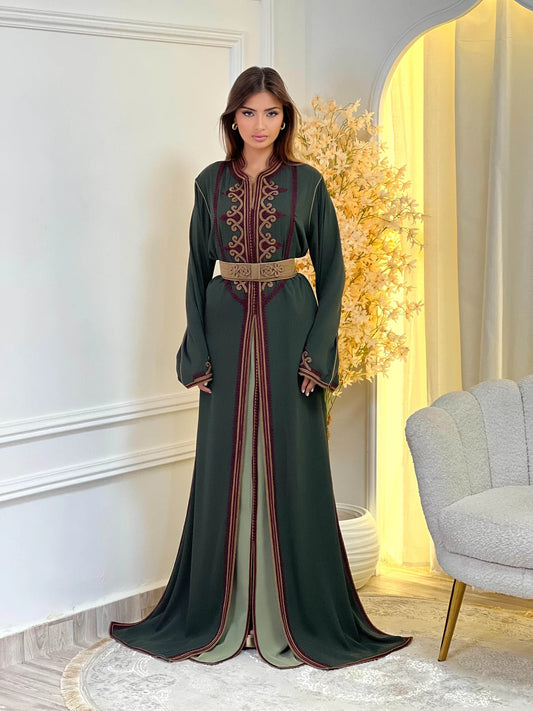 Dounia Groene Takchita – Tweedelige Marokkaanse Ceremoniejurk