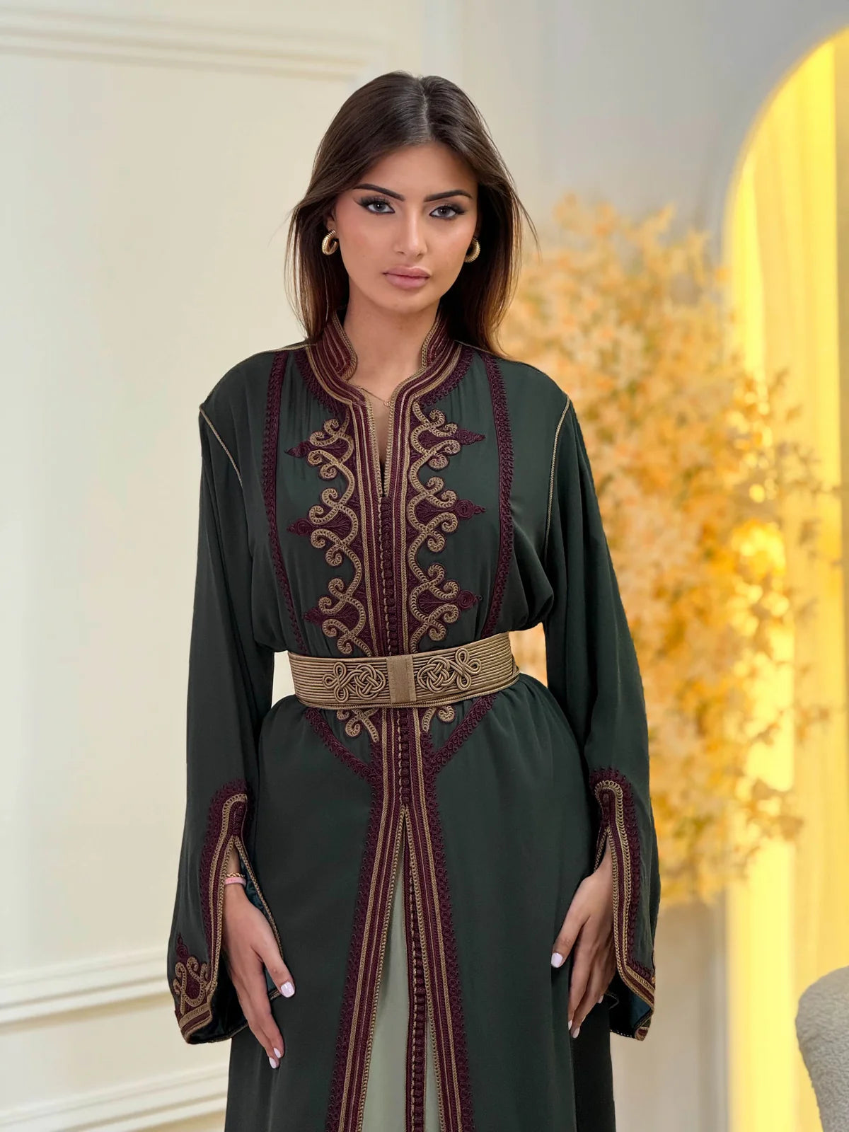 Dounia Groene Takchita – Tweedelige Marokkaanse Ceremoniejurk – productweergave 4