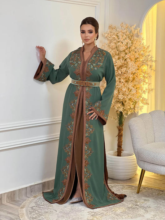 Keltoum Groene Takchita – Tweedelige Marokkaanse Ceremoniejurk
