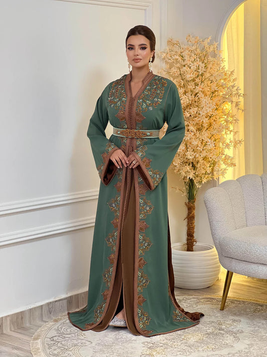 Keltoum Groene Takchita – Tweedelige Marokkaanse Ceremoniejurk – productweergave 2