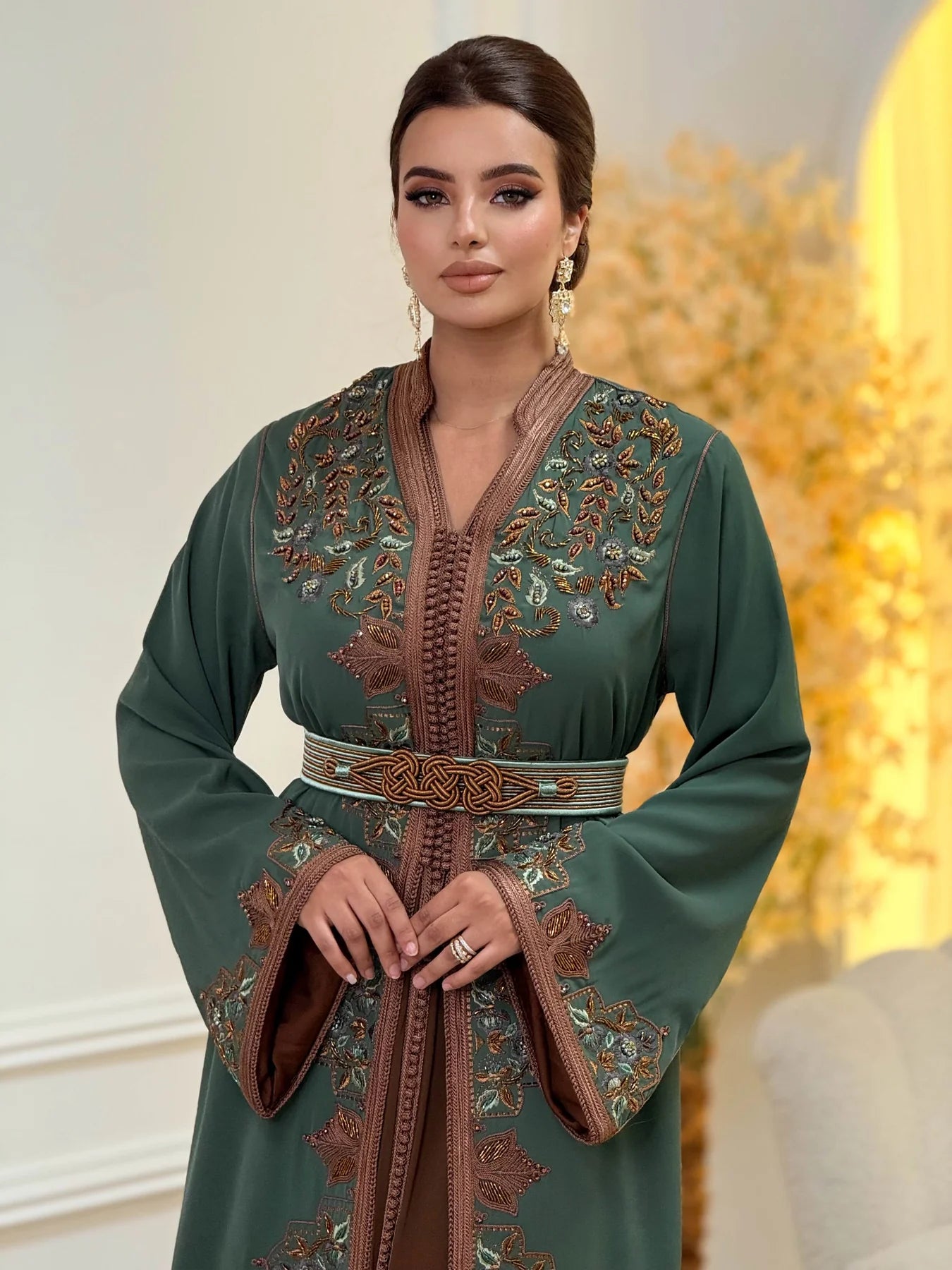Keltoum Groene Takchita – Tweedelige Marokkaanse Ceremoniejurk – productweergave 4