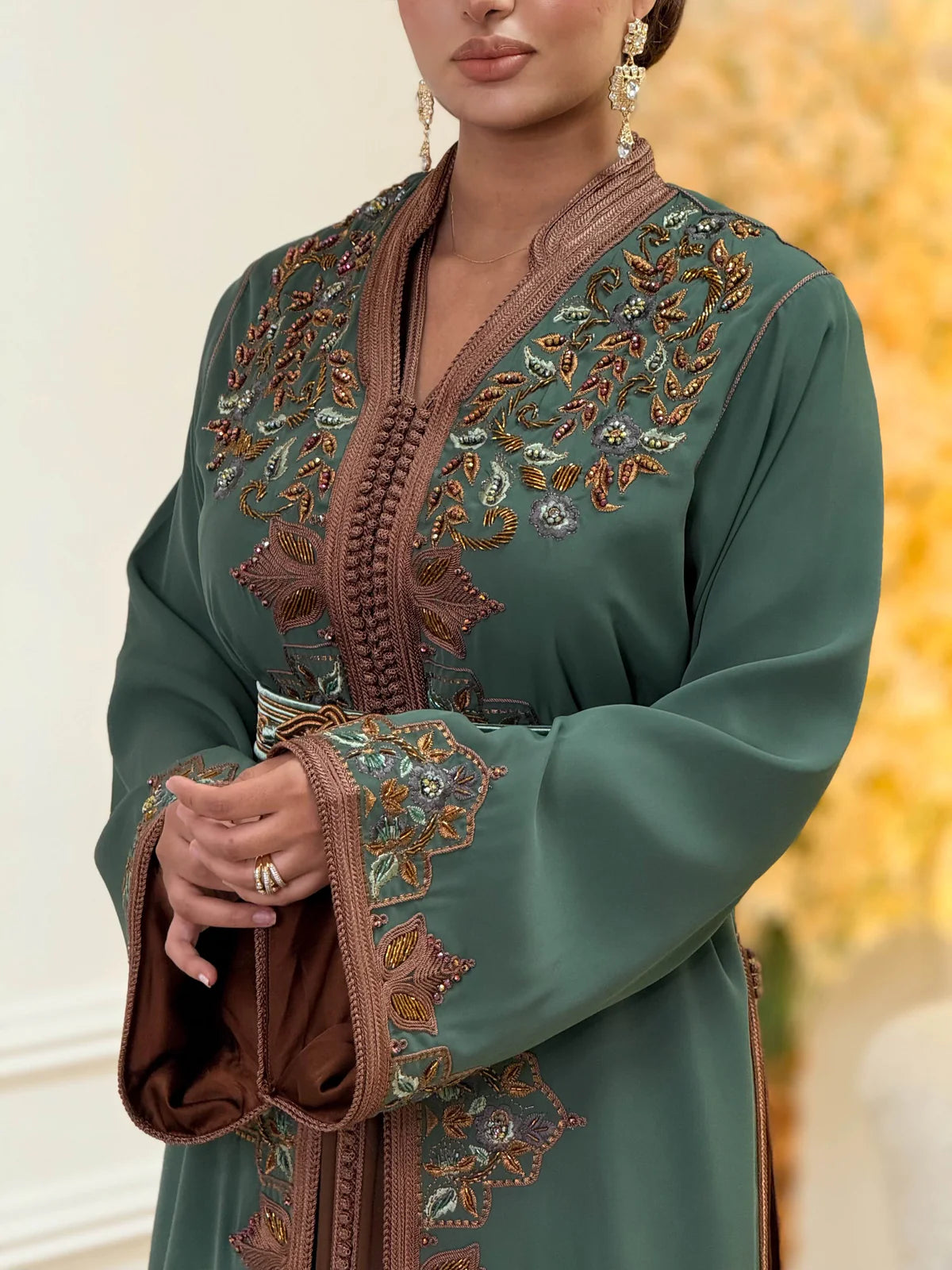 Keltoum Groene Takchita – Tweedelige Marokkaanse Ceremoniejurk – productweergave 6