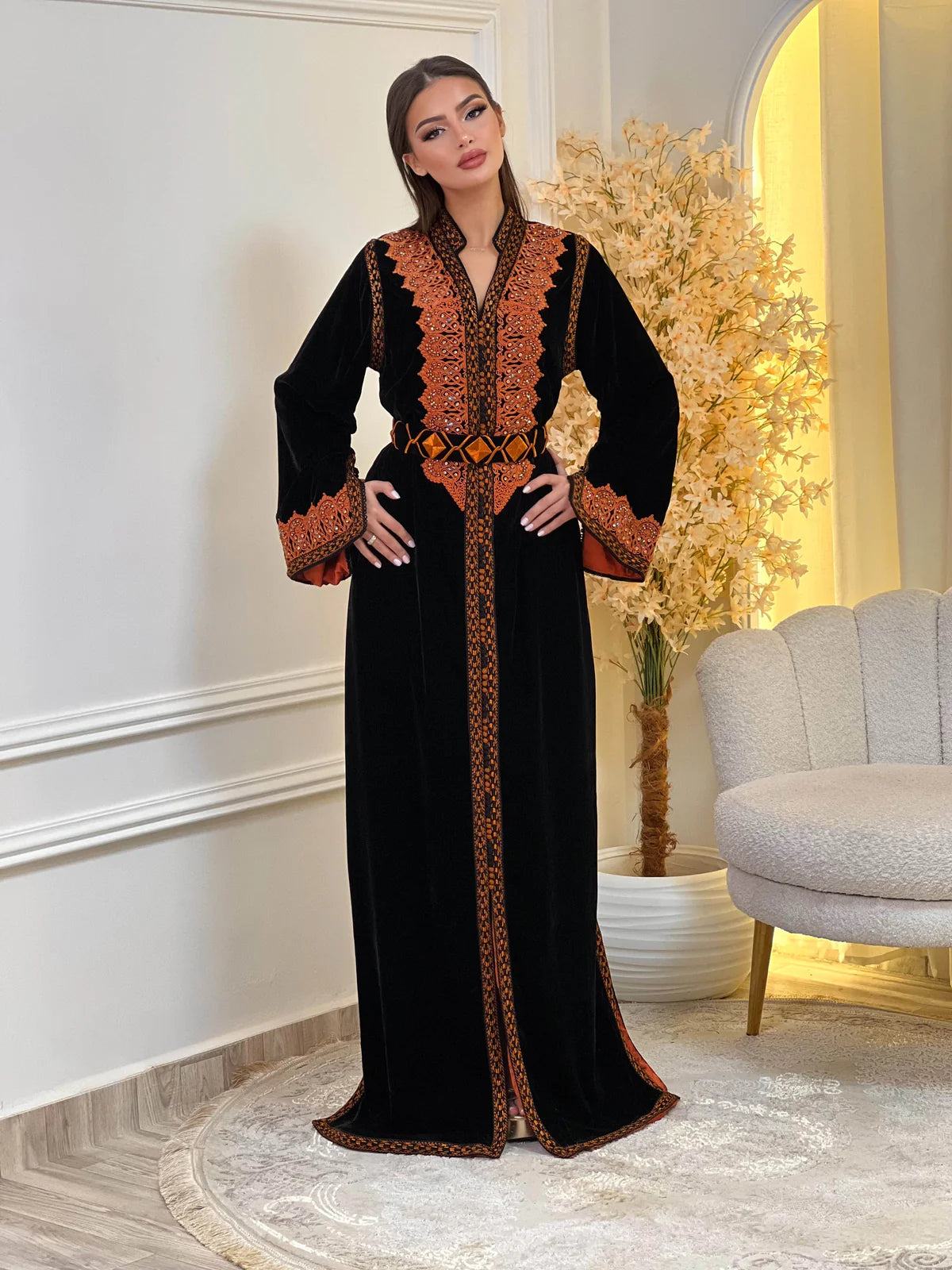 Kinda Zwarte Kaftan – Handgemaakte Marokkaanse Jurk – productweergave 3