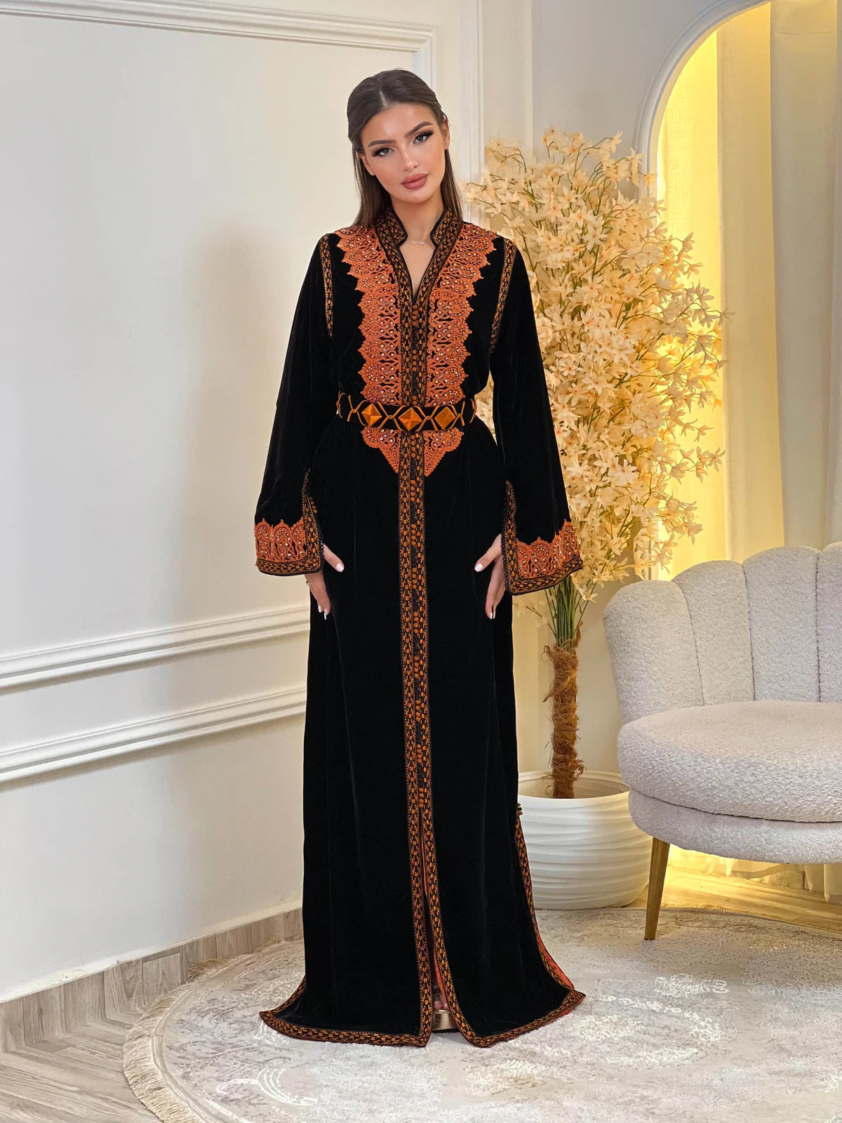 Kinda Zwarte Kaftan – Handgemaakte Marokkaanse Jurk – productweergave 4