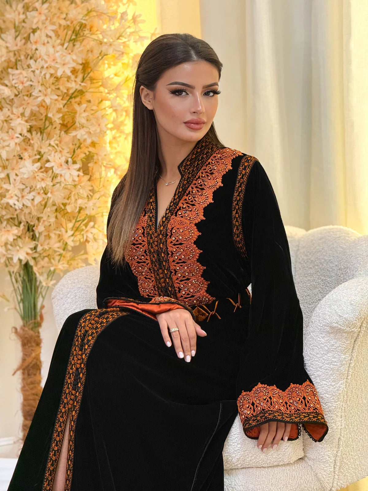 Kinda Zwarte Kaftan – Handgemaakte Marokkaanse Jurk – productweergave 6