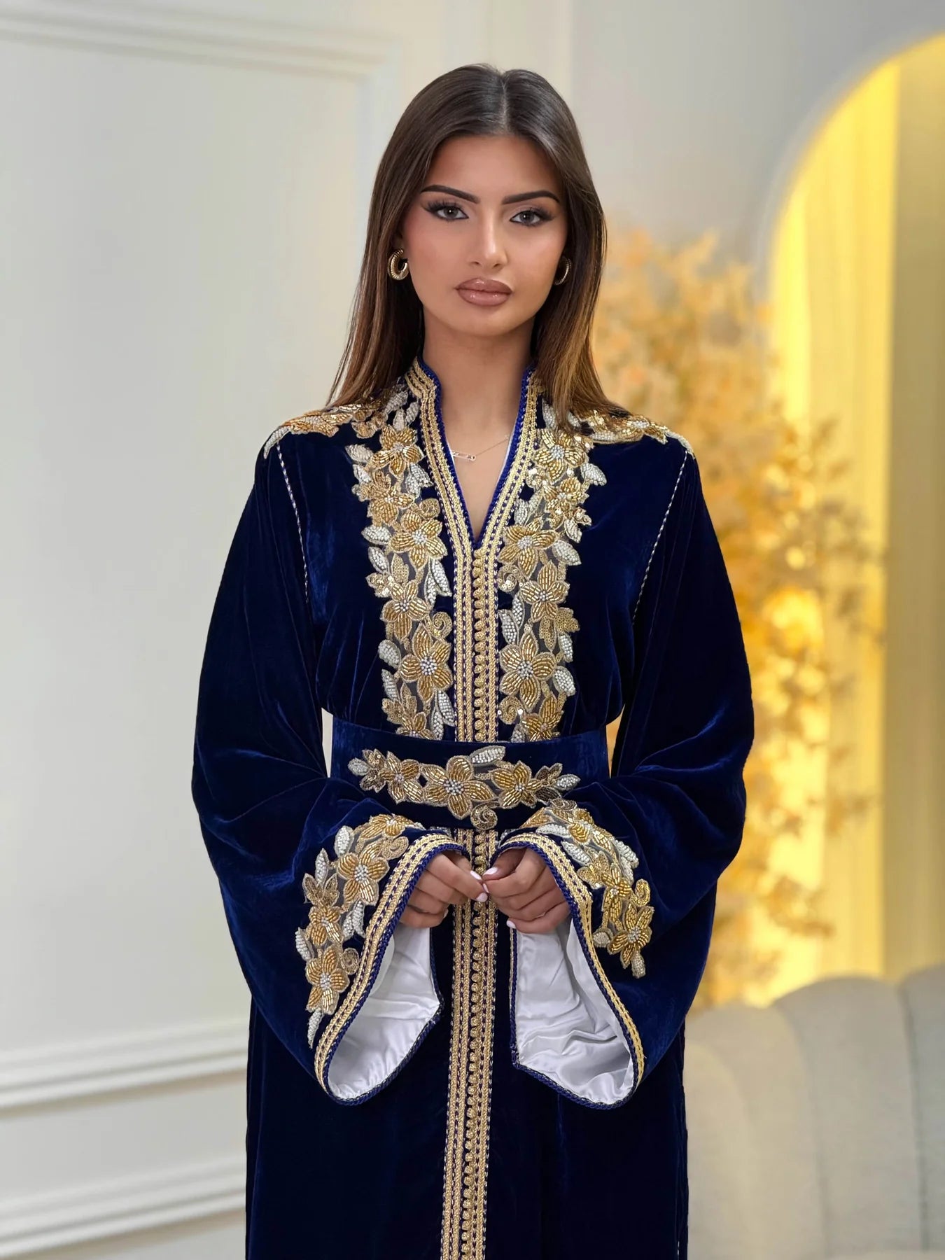 Lamar Navy Kaftan – Handgemaakte Marokkaanse Jurk – productweergave 4