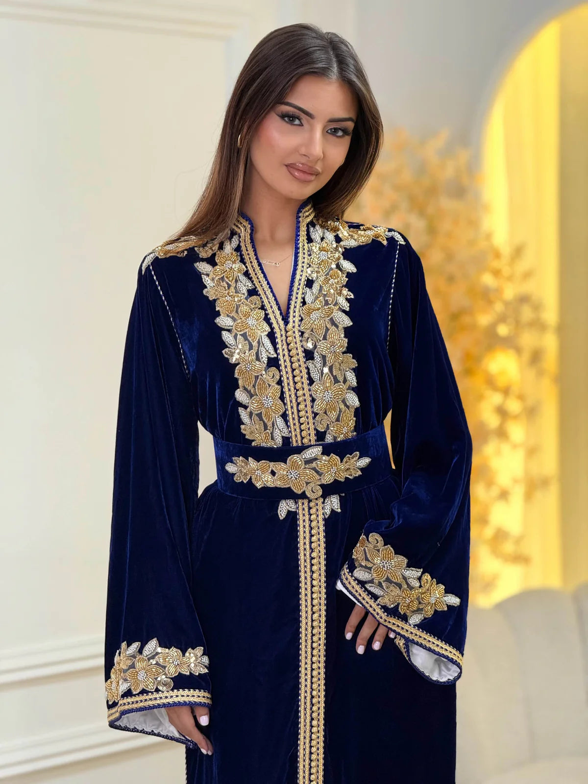 Lamar Navy Kaftan – Handgemaakte Marokkaanse Jurk – productweergave 5