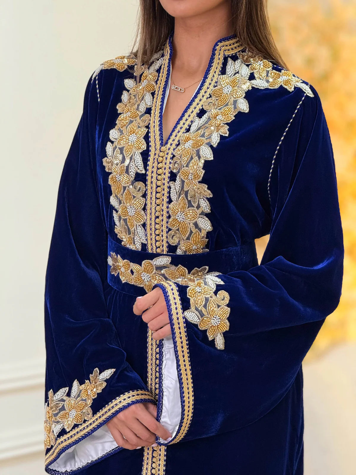 Lamar Navy Kaftan – Handgemaakte Marokkaanse Jurk – productweergave 6