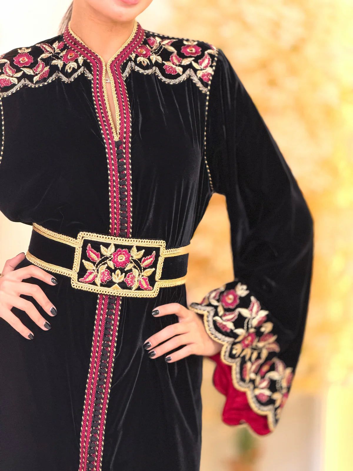 Lamiaa Zwarte Kaftan – Handgemaakte Marokkaanse Jurk – productweergave 8