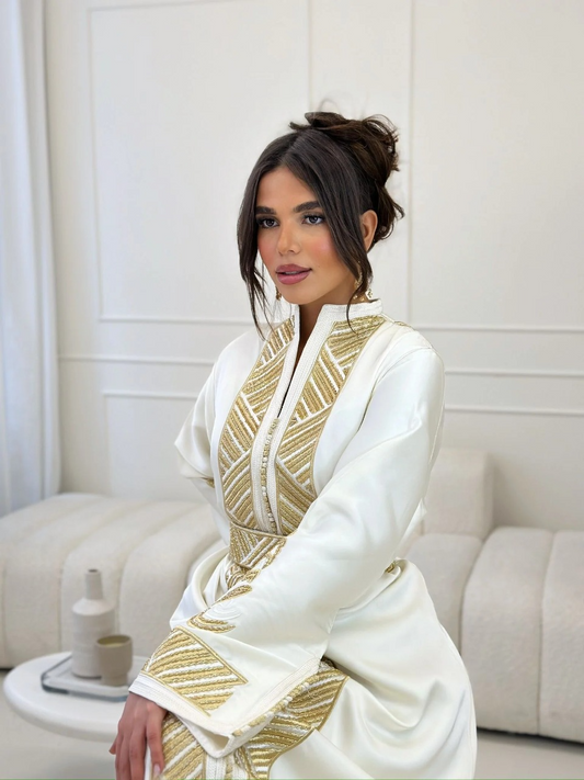 Chorok witte kaftan – handgemaakte Marokkaanse jurk