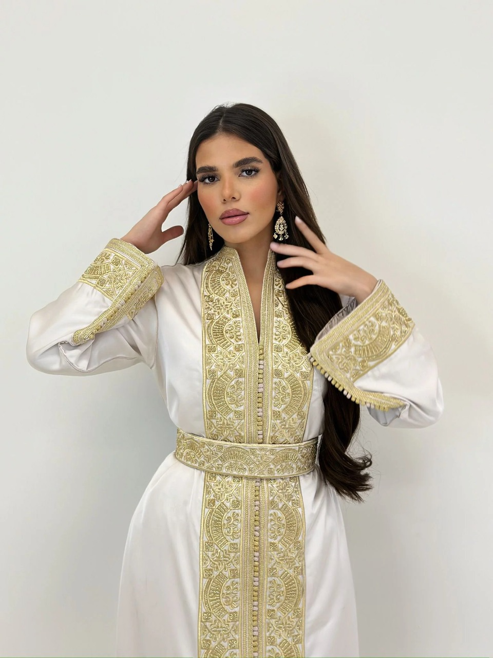Nadia Witte Kaftan – Handgemaakte Marokkaanse Jurk