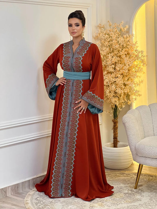 Rawia Rode Kaftan – Handgemaakte Marokkaanse Jurk