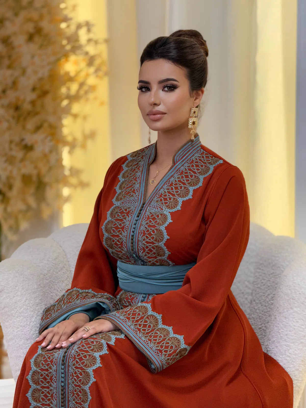 Rawia Rode Kaftan – Handgemaakte Marokkaanse Jurk – productweergave 9