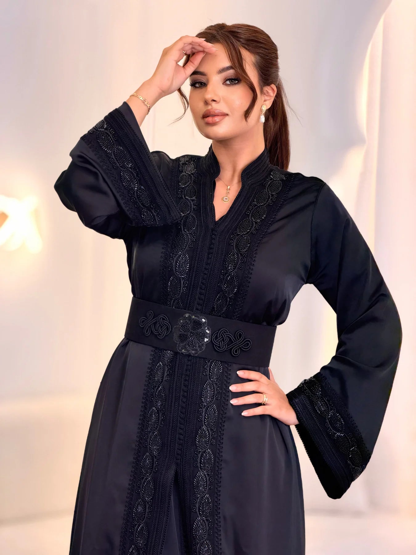 Warda Black Takchita – Two-Piece Moroccan Ceremonial Dress – product view 9